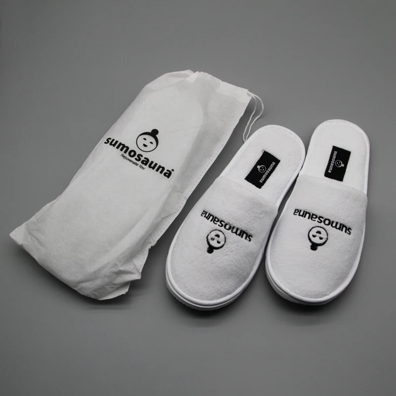Oem Custom White Coral Fleece Hotel Slipper Washable Reusable Luxury Cloth Toe Guest Room Slippers