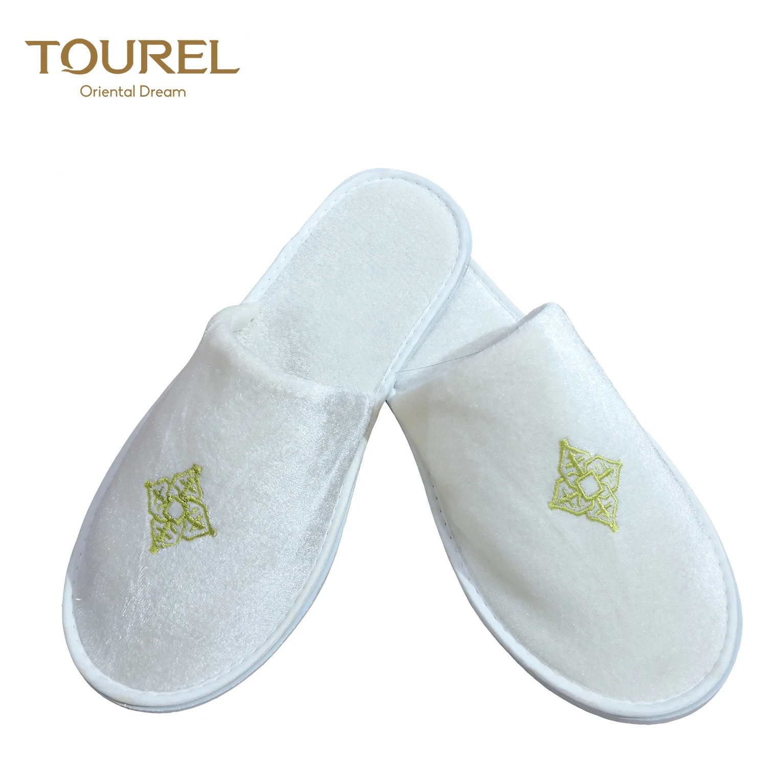 Disposable Open Toe Slippers For Women Hotel Luxury Plain Linen Travel Oem Velour Plush Logo Style Time Coral Color Printing Eco