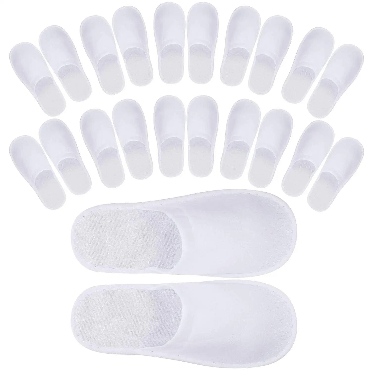 Zapatillas de spa de terciopelo con punta cerrada, desechables, talla única para hombre y mujer, para hotel, hogar e invitados, zapatillas blancas antideslizantes