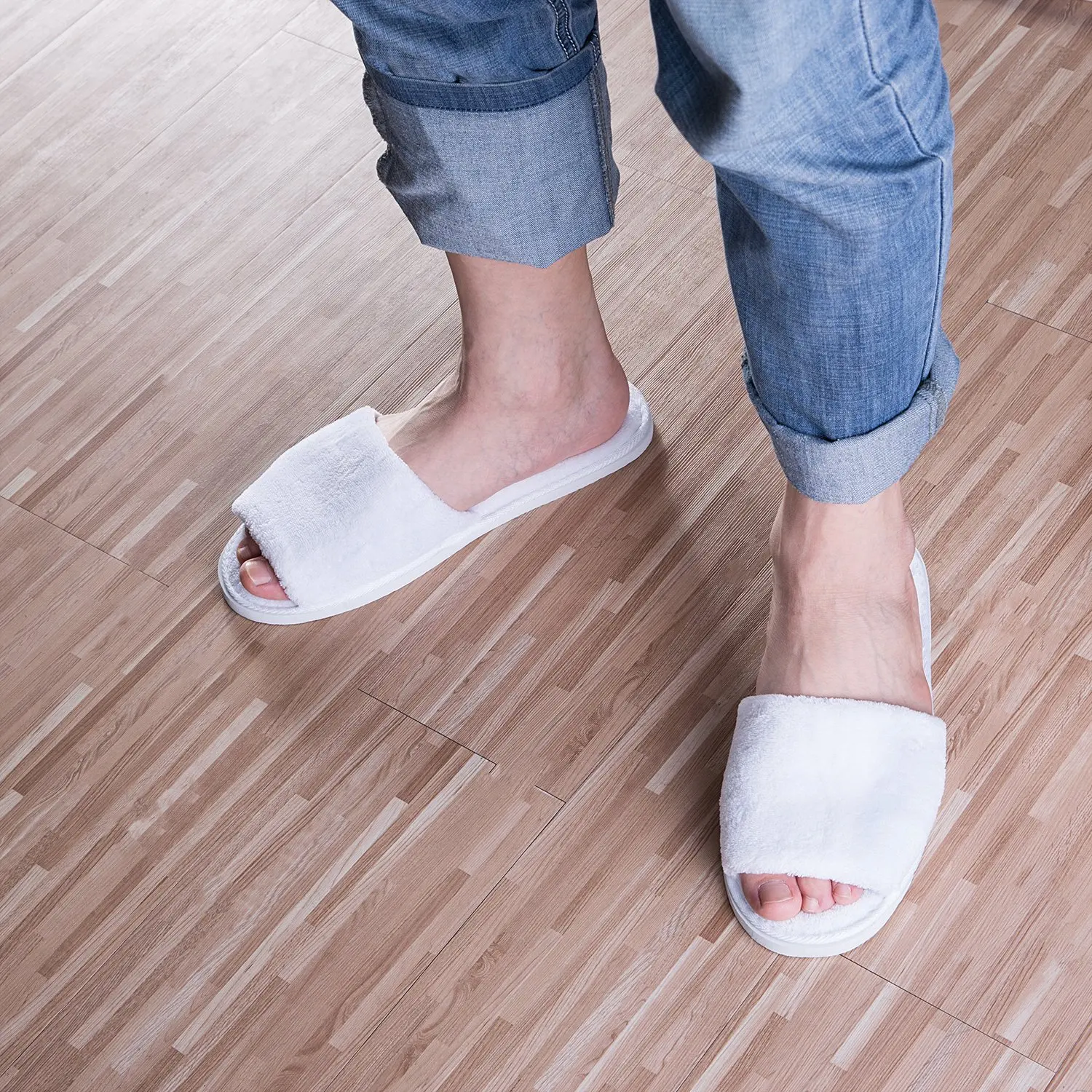 Luxury Open Toe Cotton Sleepers Biodegradable Hotel Disposable Slippers Custom Slippers For Women Hotel