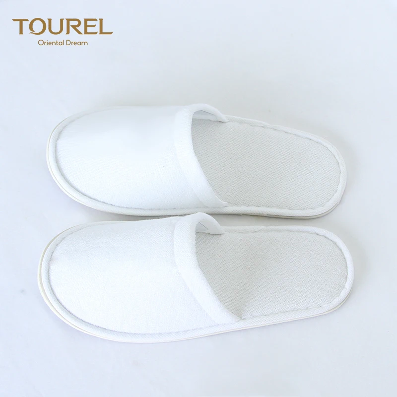 Oem Wholesale Custom Logo Cheap White Disposable Soft Portable Eco-friendly Non-slip Spa Hotel Slippers