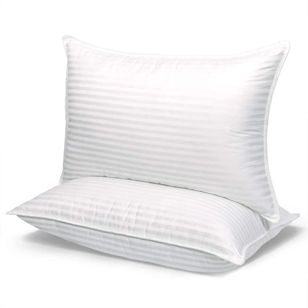 Natural Goose Down Feather 100% Cotton Pillow Hotel For Sleeping Down Custom Travel Pillow