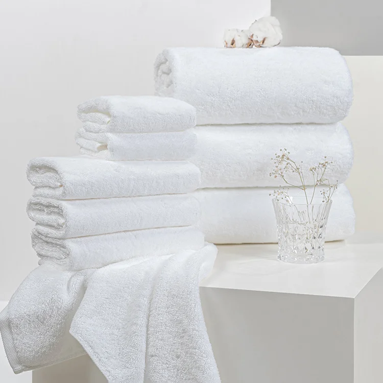 European White Hotel-grade Spa Beauty Salon Towel Set Embroidered Pool Cotton Towels Gift Box Knitted Disposable Quick-dry