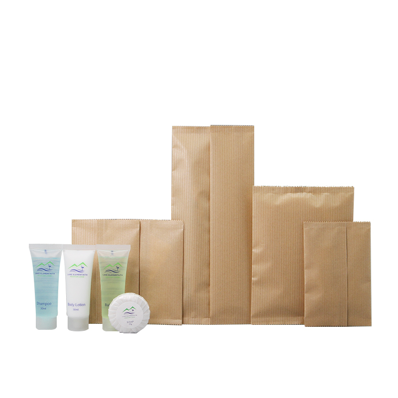 Custom Eco Friendly Kraft Paper Box Packing Biodegradable Spa Supplies Bathroom Set Luxury Eco Hotel Amenities Toiletries Kit