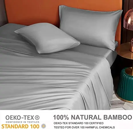 Hotel Bed Sheets Oeko Tex Certified 100% Bamboo Woven Silk / Cotton 300tc Thread Count Pack Of 4 Pieces