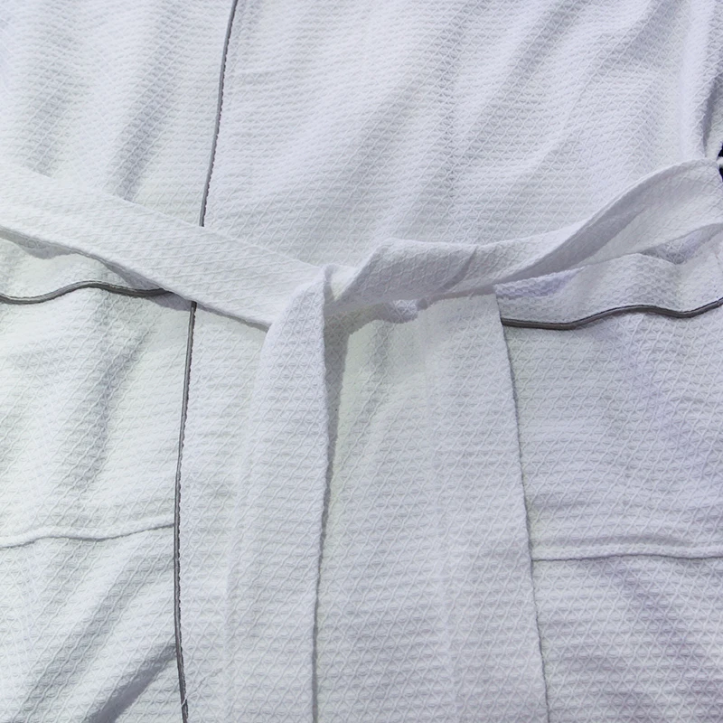 100% Cotton Kimono Collar Bath Robe 5 Star Hotel Luxury Cotton Hotel Spa Diamond Waffle Robe With Logo