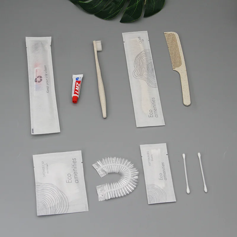Oem Luxury Eco-friendly Certified Fsc Paper Box Recyclable Hotel Dry Amenities Dental Kit Shaving Kit Comb Shower Cap Vanity Set