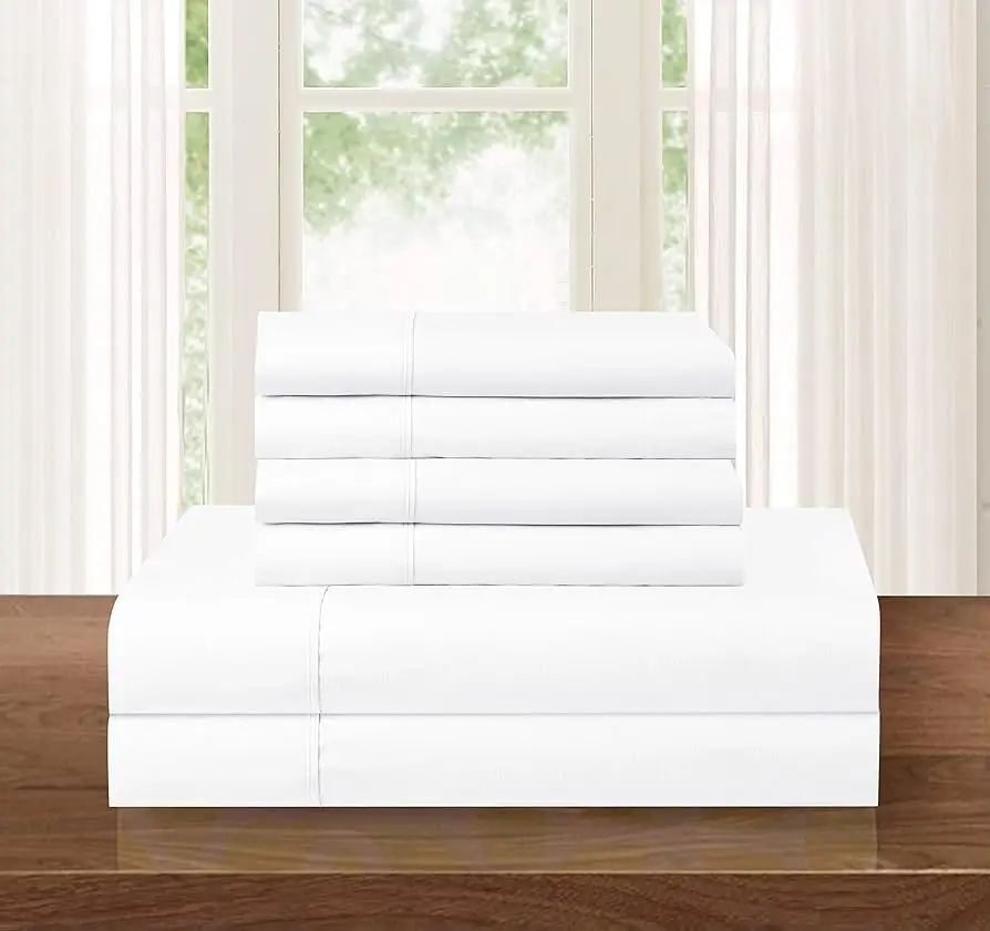 Juego de S&aacute;banas para Cama Queen de Colecci&oacute;n Hotelera al por Mayor 100% Algod&oacute;n Ropa de Cama Blanca con Funda de Almohada Caracter&iacute;stica Port&aacute;til