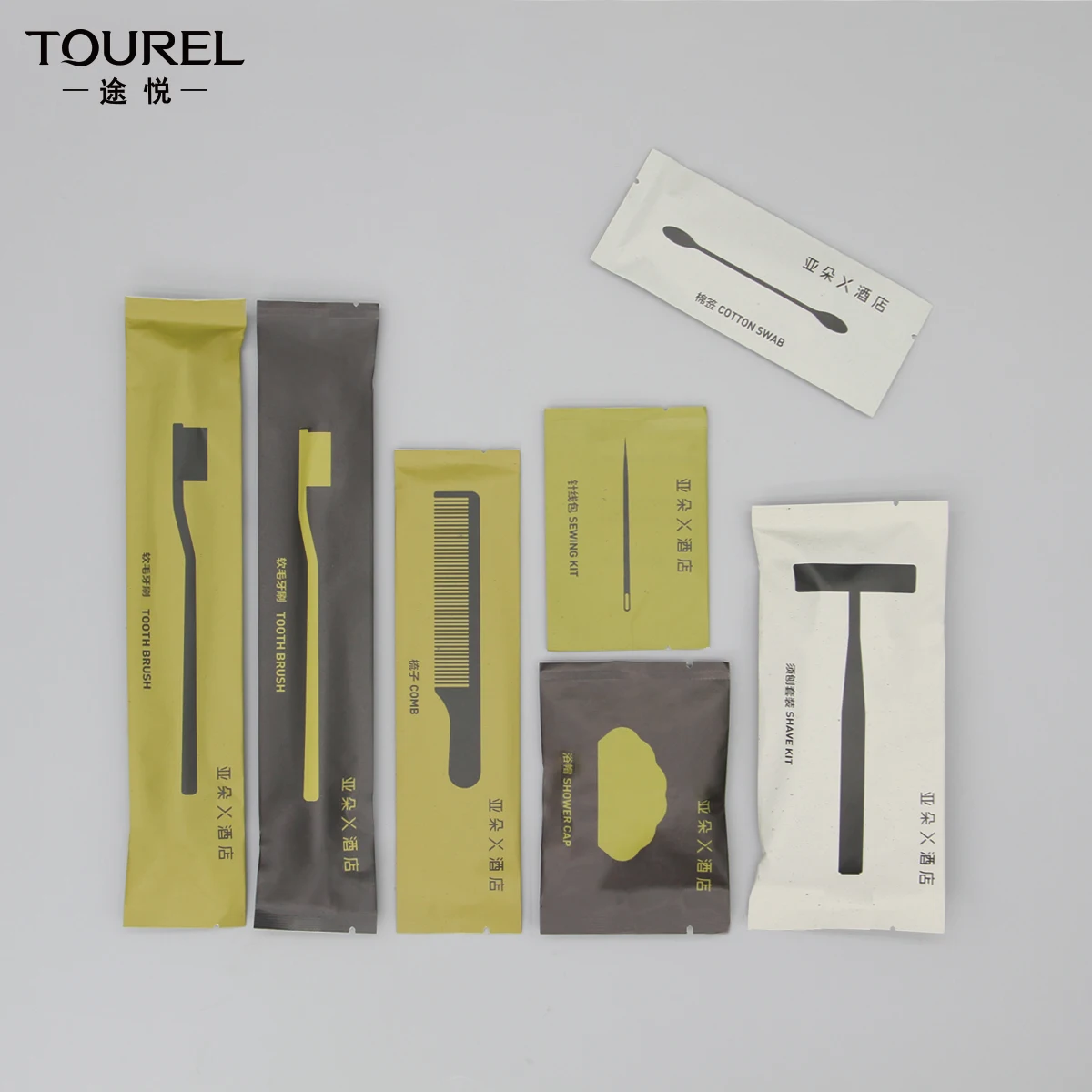 Custom Luxury Eco-friendly Biodegradable Craft Paper Packaged Hotel & Resort Dry Amenities Kit Shaving Dental Vanity Sewing