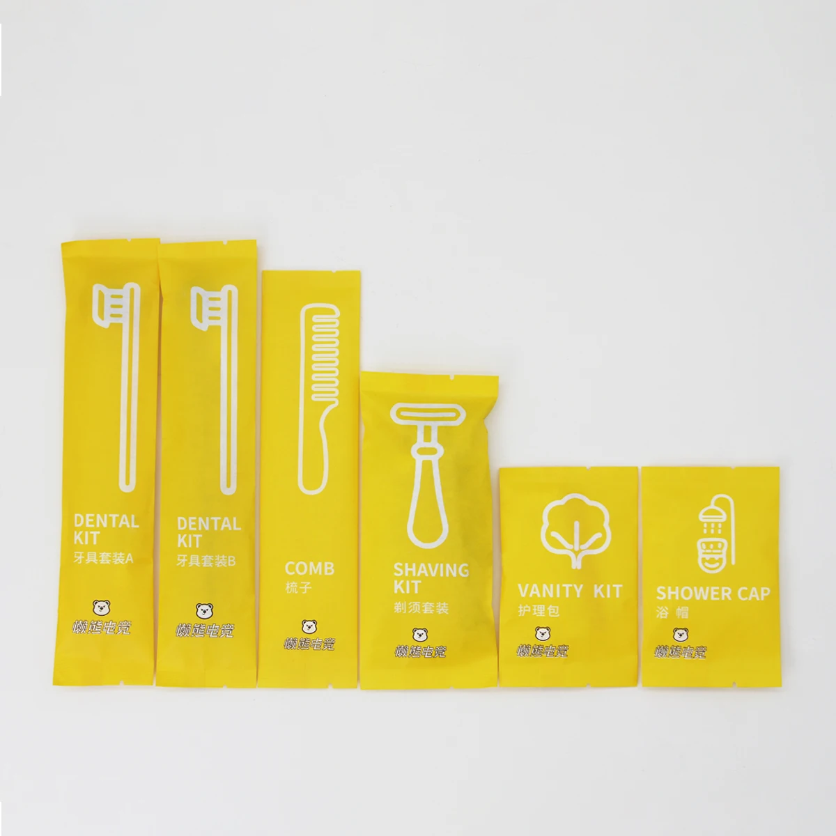 Custom Luxury Eco-friendly Biodegradable Craft Paper Packaged Hotel & Resort Dry Amenities Kit Shaving Dental Vanity Sewing