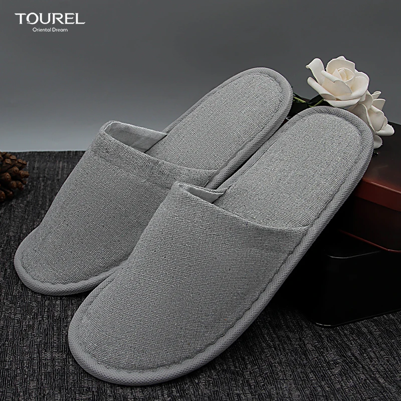 Comfortable Disposable Indoor Hotel Slippers Closed-toe Spa Slippers For Guests' Travel Soft Amenities