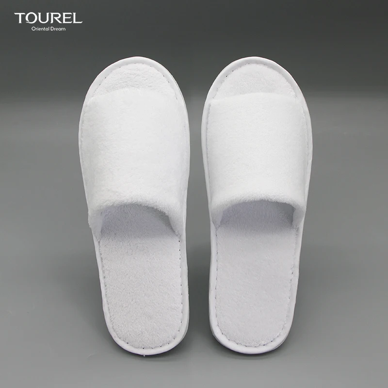 Wholesale Light Weight Cotton Coral Fleece Disposable Hotel Slippers Non-slip Eva Sole Spa Customization Logo Cheap Comfortable