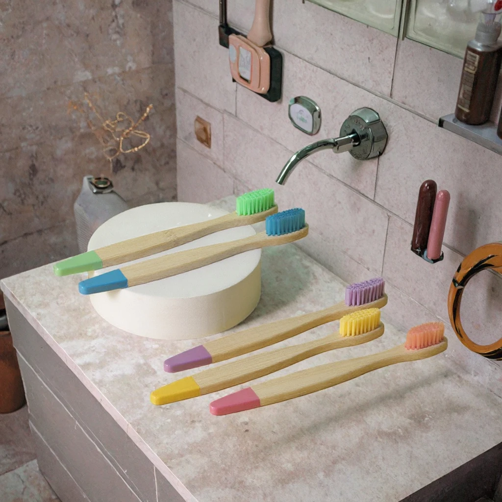 Eco-friendly Nylon Bamboo Toothbrush Soft Charcoal Bristle Custom Logo Natural Biodegradable For Kids' Home Use Manufactured