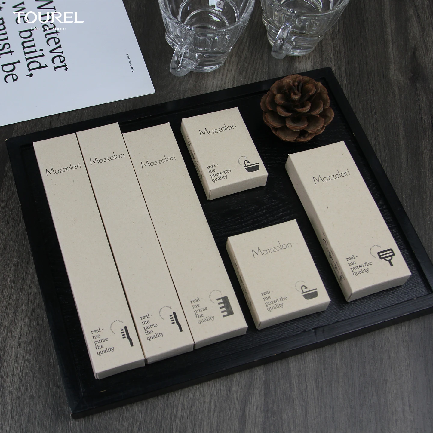 Eco-friendly Recyclable Reusable Portable Hotel Travel Kraft Paper Pouch Toothbrush Holder Case Soft Ergonomic Amenities