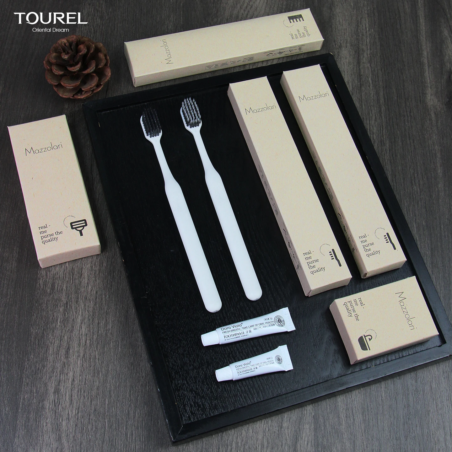 Eco-friendly Recyclable Reusable Portable Hotel Travel Kraft Paper Pouch Toothbrush Holder Case Soft Ergonomic Amenities