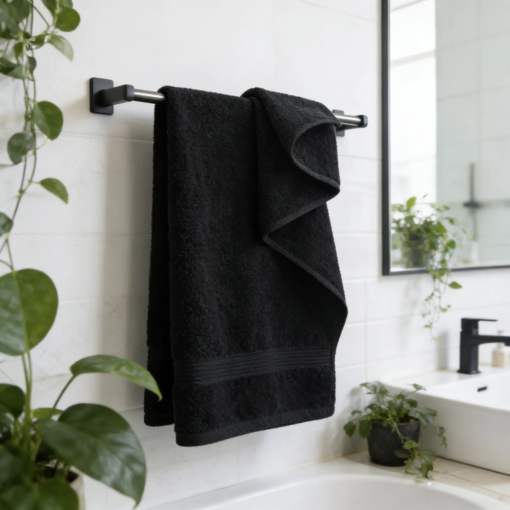 Black Sports Towel For Fan Zone Perfect For Wiping Sweat And Showing Team Spirit