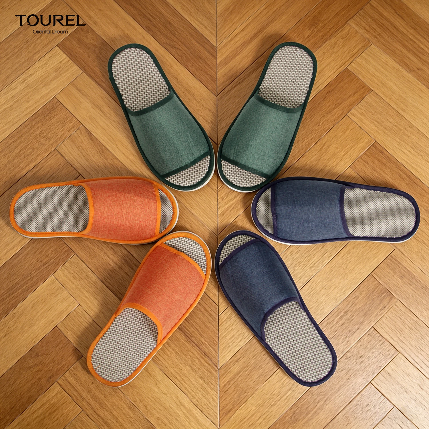 New Arrival Luxury Summer Linen Material Open Toe Hotel Spa Travel Home Hospitality Indoor Disposable Slippers