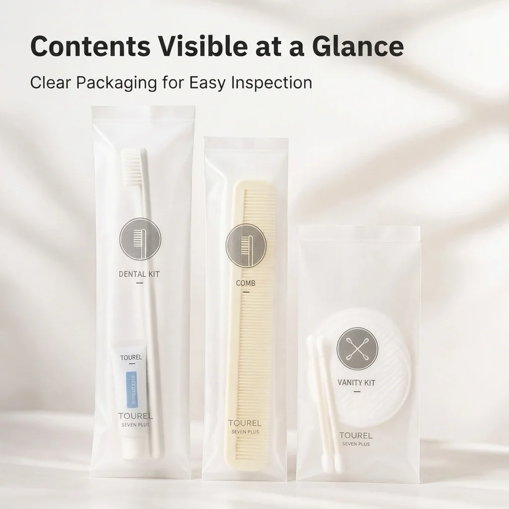 Pla Biodegradable Hotel Amenity Set 7 Piece Disposable Guest Essentials Bathroom Kit