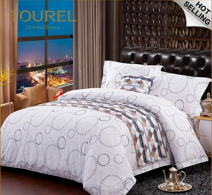 Wholesale Yangzhou Hotel Supplies Dubai Hotel Bed Set Duvet Cover White Stripe Hotel Bedding Collection Sheet Woven Plain 4 Pcs