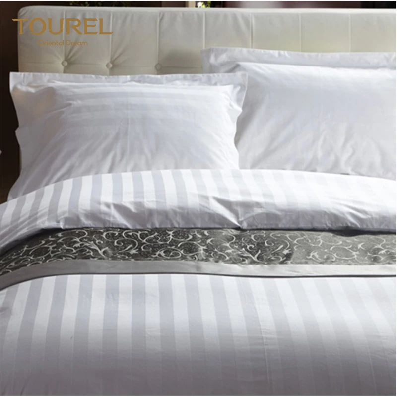 Wholesale Luxury 100% Cotton Hotel Bed Linen Set Customized Logo Egyptian Cotton 3 Pcs White Bed Sheets 180tc-500tc