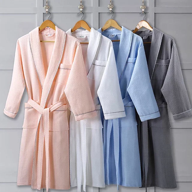 Wholesale 5 Star Luxury Kimono Hotel Spa Bath Robes Organic Cotton Waffle Robes For Summer