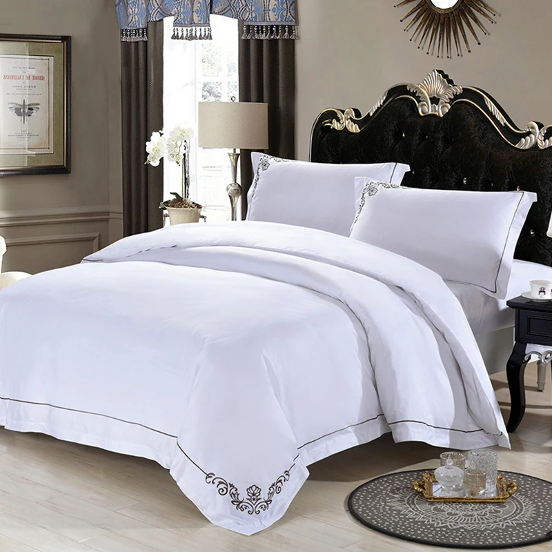 Luxury Resort 5-star Hotel Collection Single Cover Bed Comforters Quilt Embossing Velvet Fabric Plain Solid National 4 Pcs