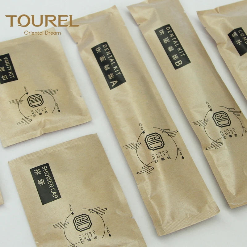 Artículos de tocador orgánicos económicos para hoteles, set biodegradable ecológico de artículos de tocador para habitaciones de hotel, lista de suministros